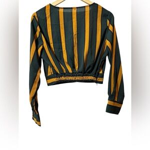 Stripe Black and Yellow  Gold Crop top size small